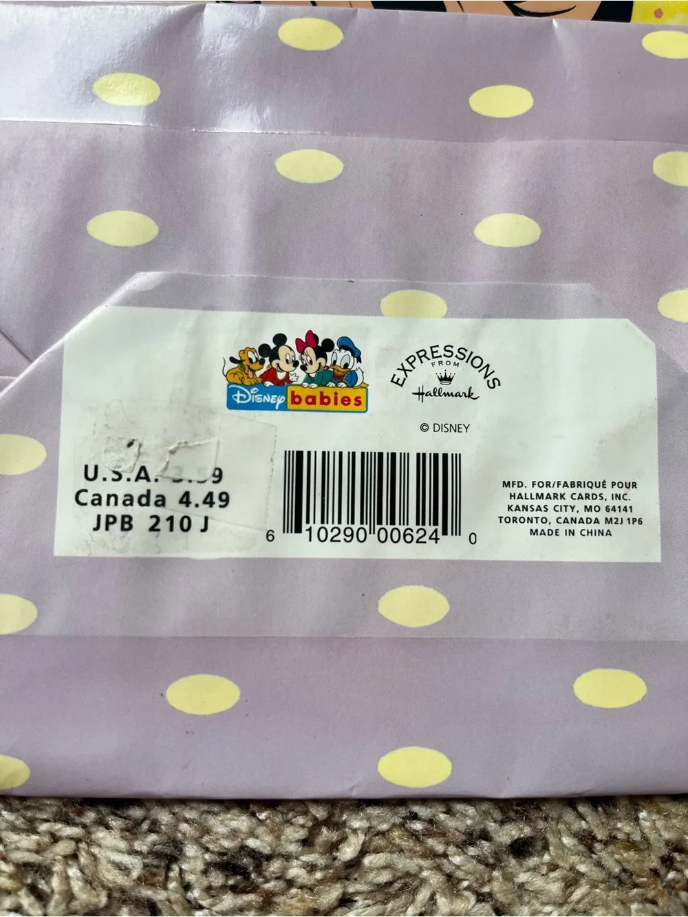 Vintage Y2K Disney Baby Minnie and Mickey Gift Bag